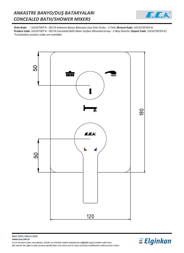 Eca 102167307 K Delta Ankastre Banyo Bataryası Sıva Üstü Grubu